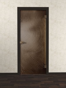 Стеклянная межкомнатная дверь с художественным запеканием <br /> «Волна-4»