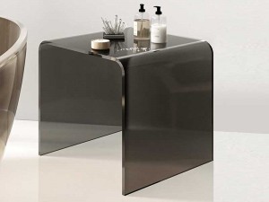 Столик из серого гнутого стекла 35х38х35 см