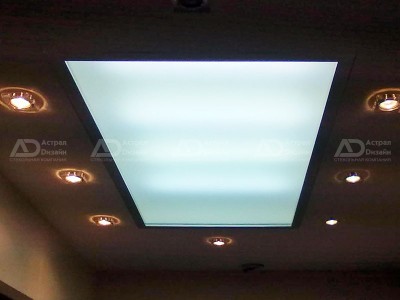 Навесной потолок с подсветкой (матовое стекло Сатинато)