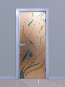 Стеклянная межкомнатная дверь  с лакокрасочным витражом «Лиана»