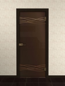Стеклянная межкомнатная дверь с гравировкой<br /> «Полла»
