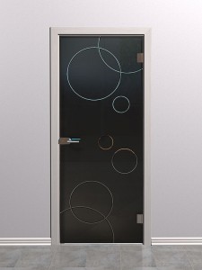 Стеклянная межкомнатная дверь с гравировкой<br /> «Орбис»