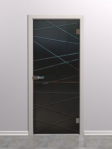 Стеклянная межкомнатная дверь с гравировкой<br /> «Лайн - 2»