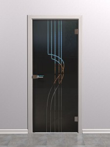 Стеклянная межкомнатная дверь с гравировкой<br /> «Грация»