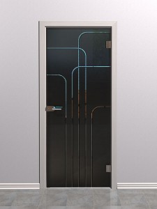 Стеклянная межкомнатная дверь с гравировкой<br /> «Виа»