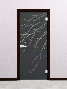 Стеклянная межкомнатная дверь с пескоструйным рисунком «Сентио»
