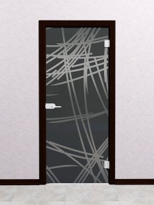 Стеклянная межкомнатная дверь с пескоструйным рисунком «Семита»