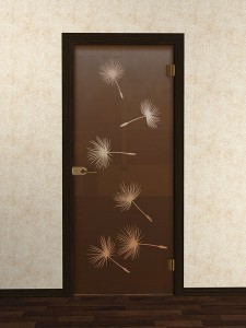 Стеклянная межкомнатная дверь пескоструйным рисунком «Олео - 1»