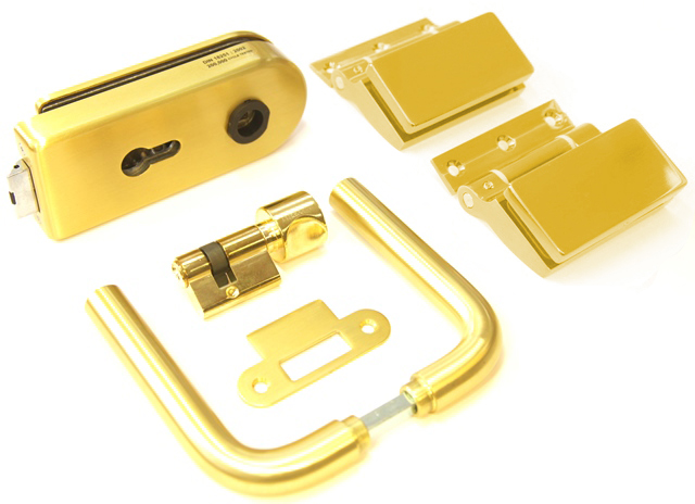 Комплект  для стеклянной двери ключ-завертка, покрытие: под шлифованное золото